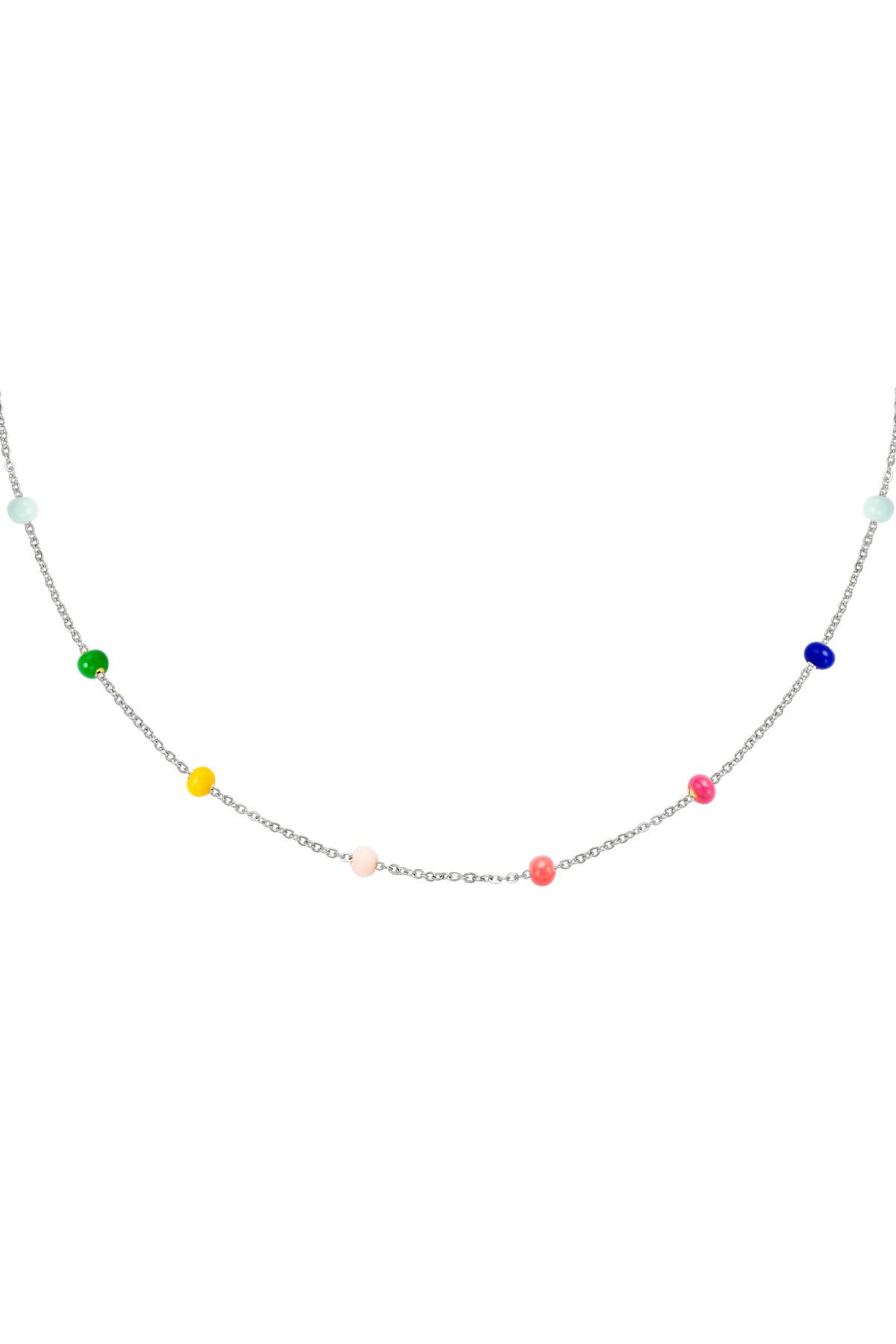 Halskette farbige Perlen Silber Edelstahl h5 